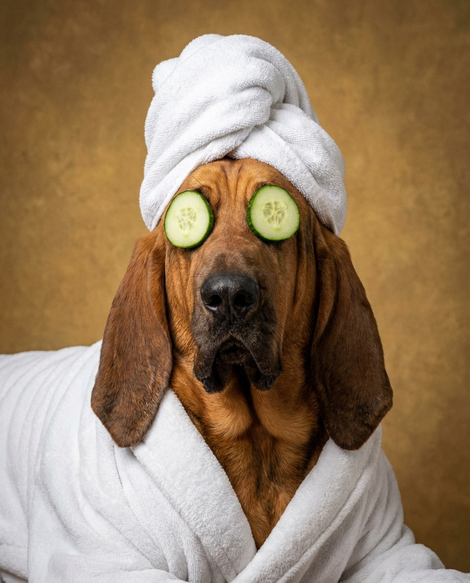 Customer Poodle spa portrait hanging in bathroom