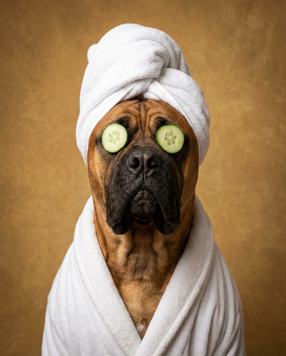 Bullmastiff dog spa portrait bathroom wall art