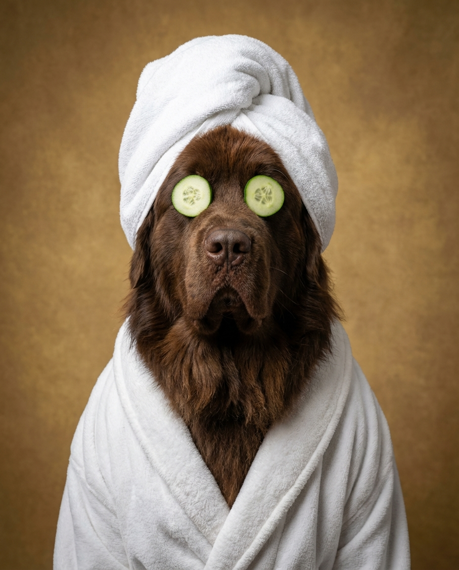 Newfoundland spa portrait in real bathroom