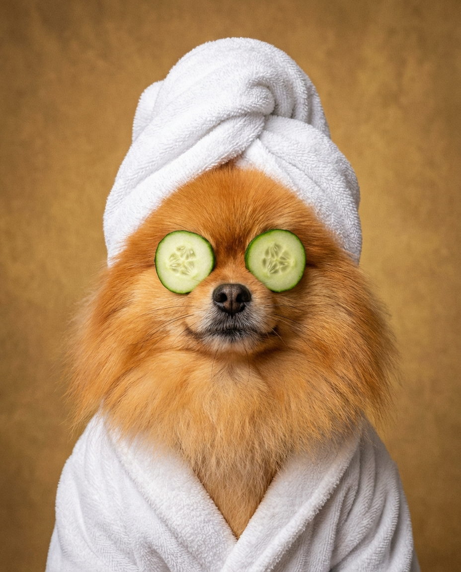 Pomeranian dog spa portrait bathroom art