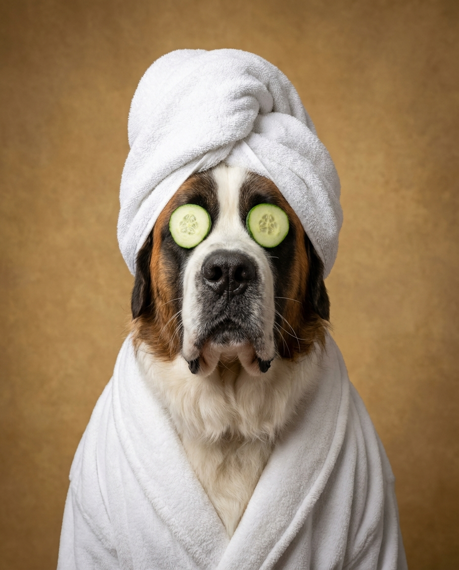 Saint Bernard dog bathroom art portrait